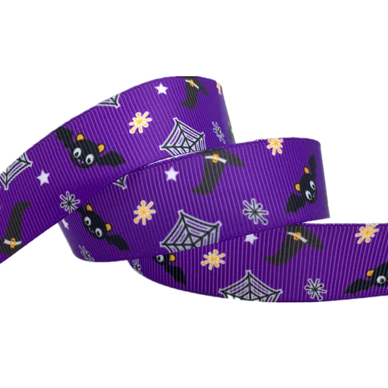 5yards/Lot 25mm Halloween Grosgrain Ribbon Printed Ribbons Polyester Ribbon For Wedding Christmas Decoration DIY Sewing Fabric
