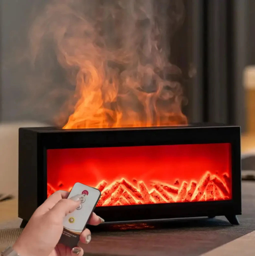 Wholesale Winter New Home Mini Humidifier With Remote Control Portable Scent Essential Oil Aroma Diffuser Stove Flame Diffuser