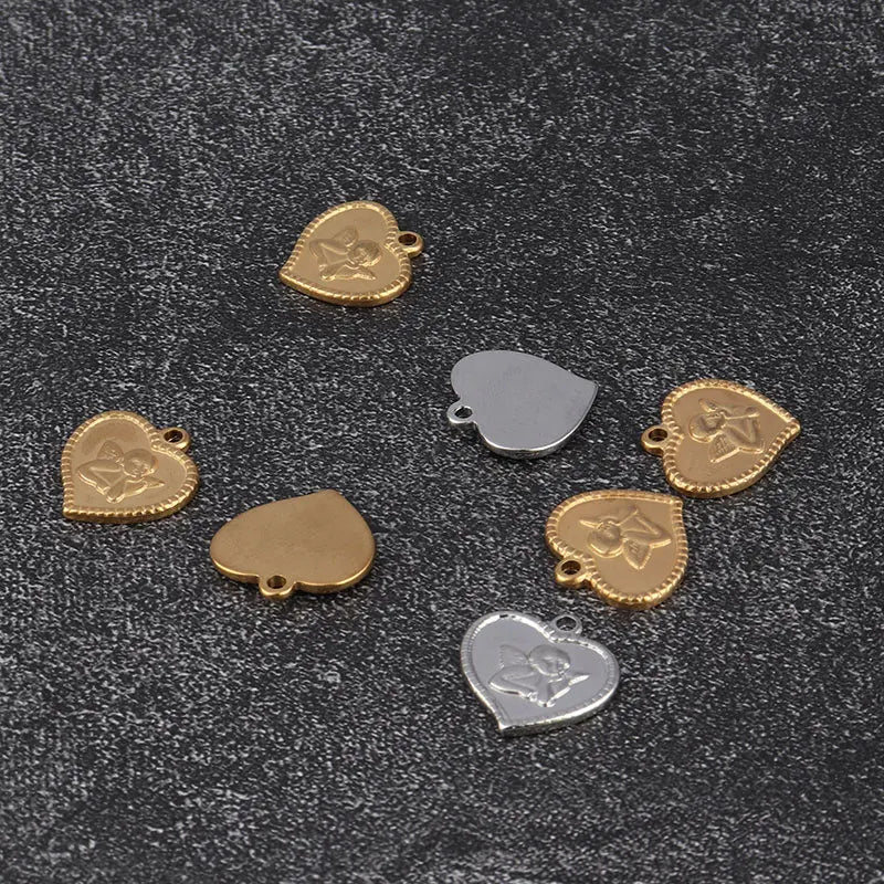 5pcs Stainless Steel Angel Pendant Charms for DIY Jewelry Making Handmade Components Necklace Findings Jewelry Angel Charm