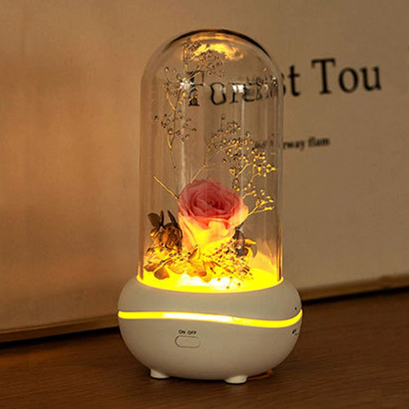 Qixi Valentine's Day Gift Preserved Fresh Flower Fragrance Lamp Rose Romantic Practical Gift for Girlfriend Friends Girlfriends Night Light