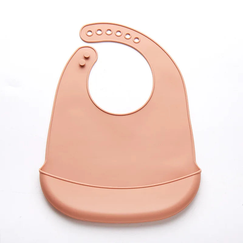 Baby Silicone Bibs Babies Waterproof Bib Solid Color 6-speed Adjustment Saliva Pocket Children's Burp Cloths Accessories Newborn