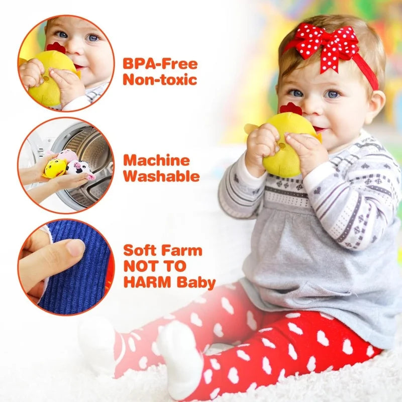 Portable Baby Barn Toy Box Farm Mini Doll with Filled Farm Animals Montessori Toddler Sensory Toy for 1-3 Years Old Children