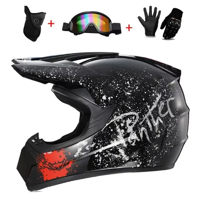 Motorcycle Full Face Helmet and Goggles Set - Off-Road Racing Gear for Mountain Biking and Road Cycling - Premium Safety and Per