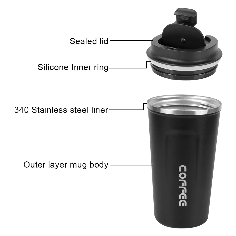 380/510ML Coffee Mug for Tea Water Coffee Car Thermos Mug Leak_Proof Travel Thermo Cup Double Stainless Steel Thermo Cafe