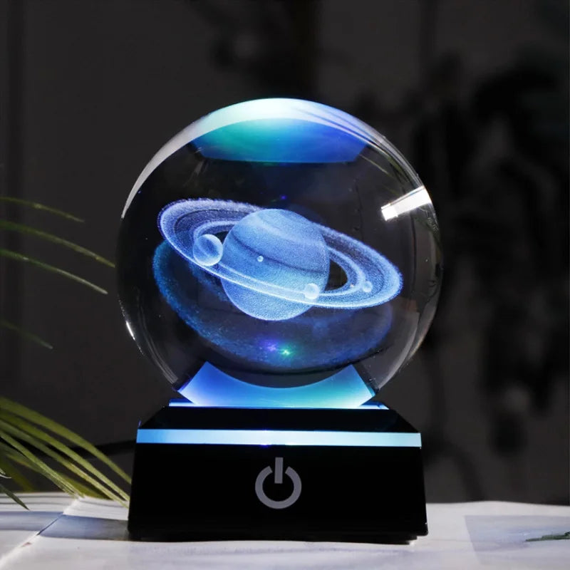 3D Crystal Ball Laser Engraved Planet Crystal Ball Solar System Globe Astronomy Gift  Birthday Gift Glass Sphere Home Decoration