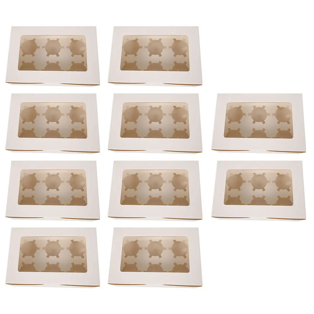 10 to 20PCS Cupcake Boxes 2/4/6 Hole Muffin Boxes Biscuit Box Clear Window Cake Holder for Weddings Christmas Birthdays Party Fa
