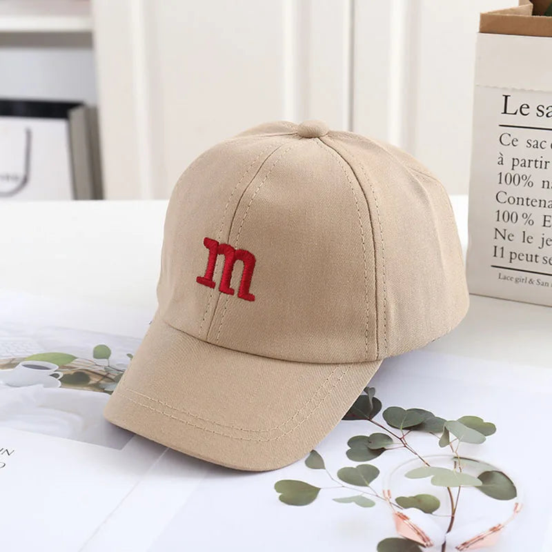 Solid Color Letter Baby Baseball Cap Simple Embroidered Peaked Hat for Toddler Boy Girl Summer Adjustable Kids Sun Hats