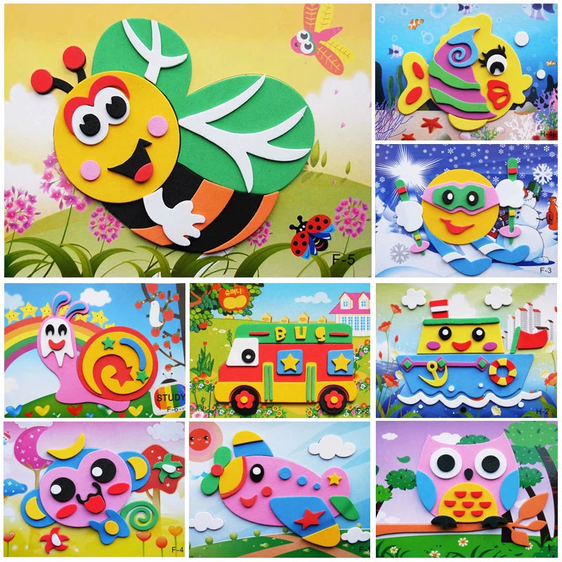 5/10/20pcs Children EVA Foam Sticker Toy 3D Puzzle Early Education Toys Cute Cartoon Animal Puzzle for Kids Toy Girls Gift TMZ