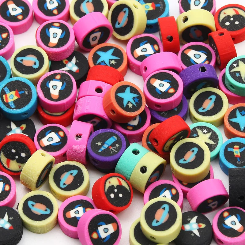 20/50pcs/Lot Mixed Style Pattern Polymer Clay Spacer Beads For Handmade Necklace Bracelet DIY Jewelry Making Accessories