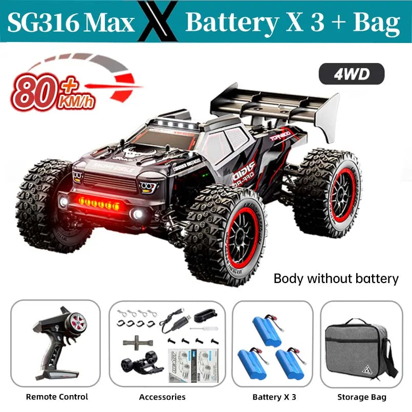 ZLL SG116 MAX 1:16 High Speed Drift Racing Car 80KM/H 4WD Off-Road Drift Remote Control Car SG316 Max Brushless Motor RC Car