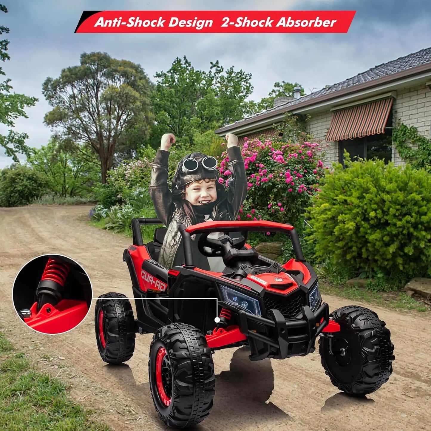 24V Kids Ride On UTV Car Toy w/Remote Control 2×200W Motor Electric Vehicle Spring Suspension & LED Lights Off-Road Toy