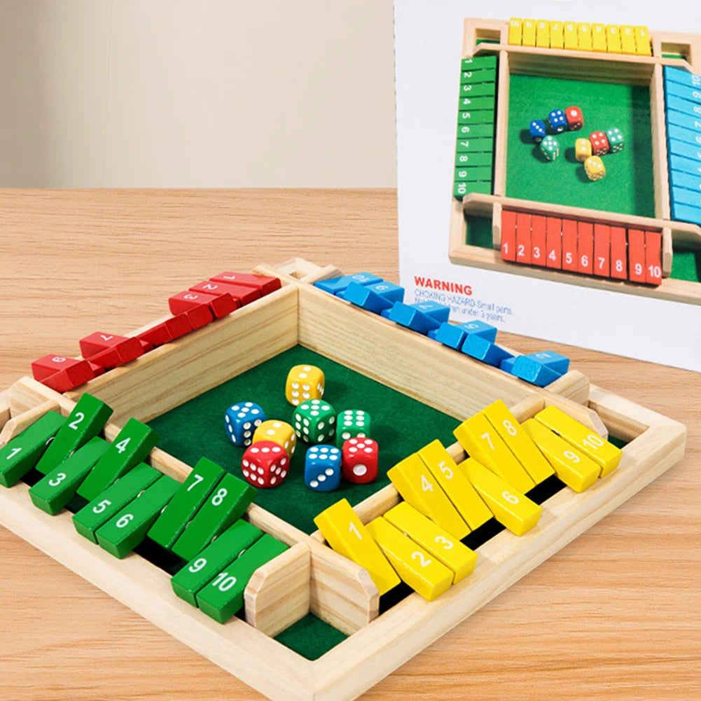 4/6 Players Shut The Box Dice Game Wooden Board Table Math Game Tabletop Games Six Sided Flop Game Indoor Games Shut The Box