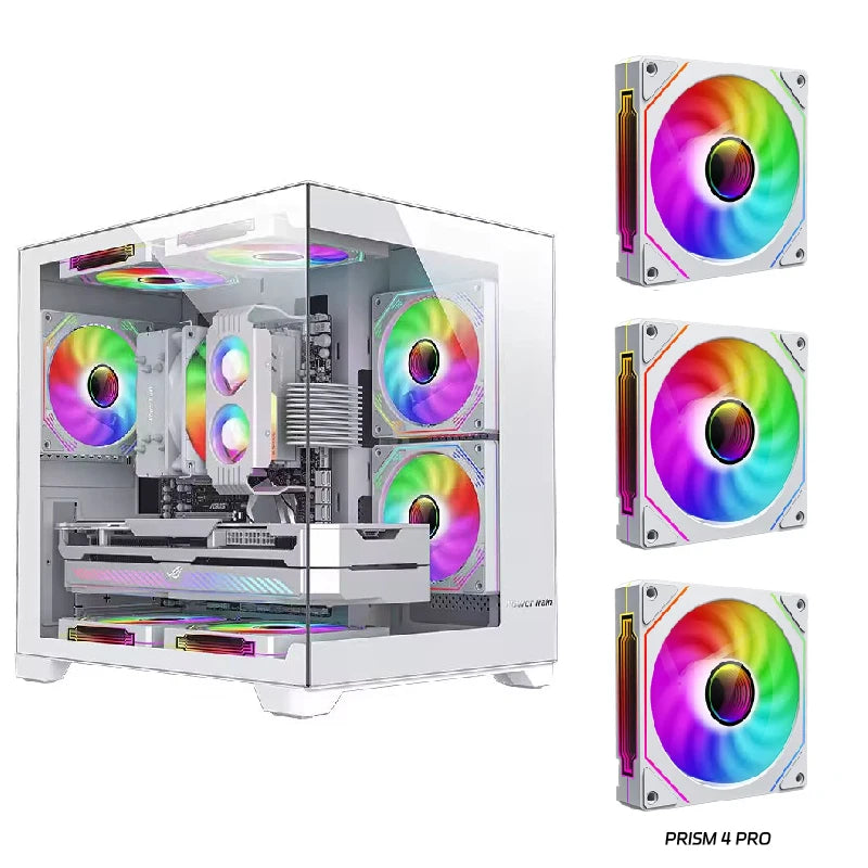 Power Train  Coloured Glaze PC Case Sea View Room 270°full view without column  Desktop Chassis Support 240  Water Cooler