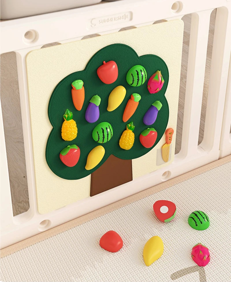 Baby Felt Board Play Food Toys Wall Sticker Fruits Vegetables Pretend Play Kitchen Games Fine Motor Skills Early Educational Toy