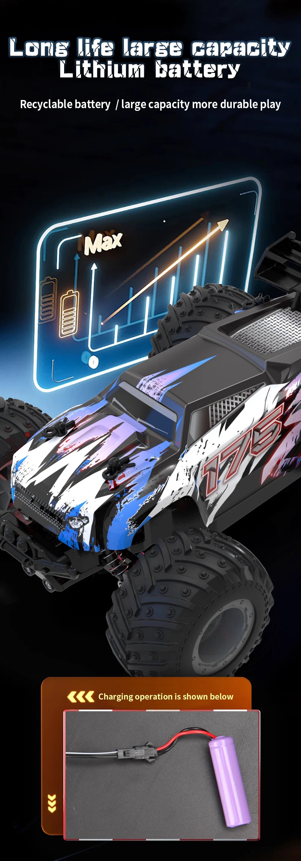 JJRC Q105 Q175 1:18 20 Km/h 2.4GHz Double Motors Drive With LED Light Off Road Remote Control Cars Drift Monster Truck Toys