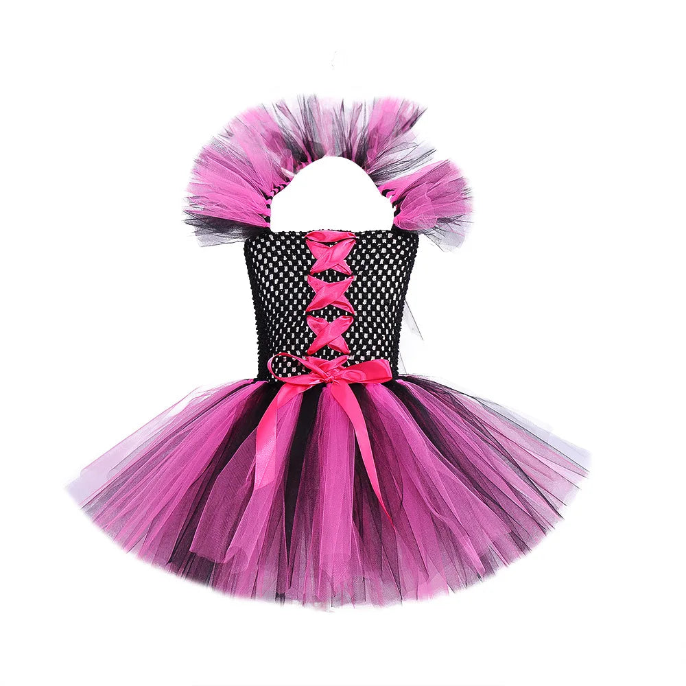 Kids Halloween Witch Costumes for Girls Carnival Party Fancy Dress Children Witches Disguise Tutu Outfit Clothes with Broom Hat