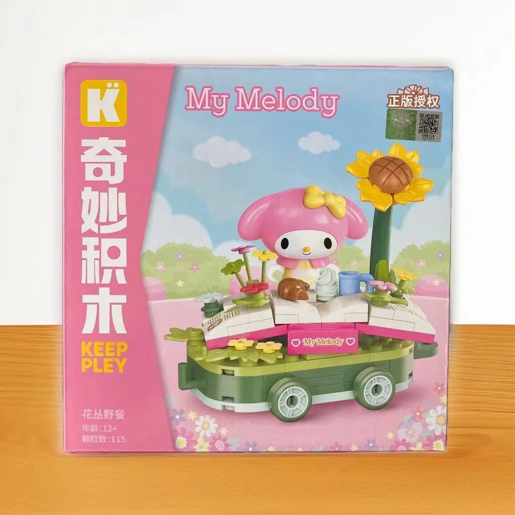 Sanrio Toy Building Blocks Hello Kitty Figurine Kuromi Melody Figure Toy Collection Dolls For Kids Christmas Gifts Toy