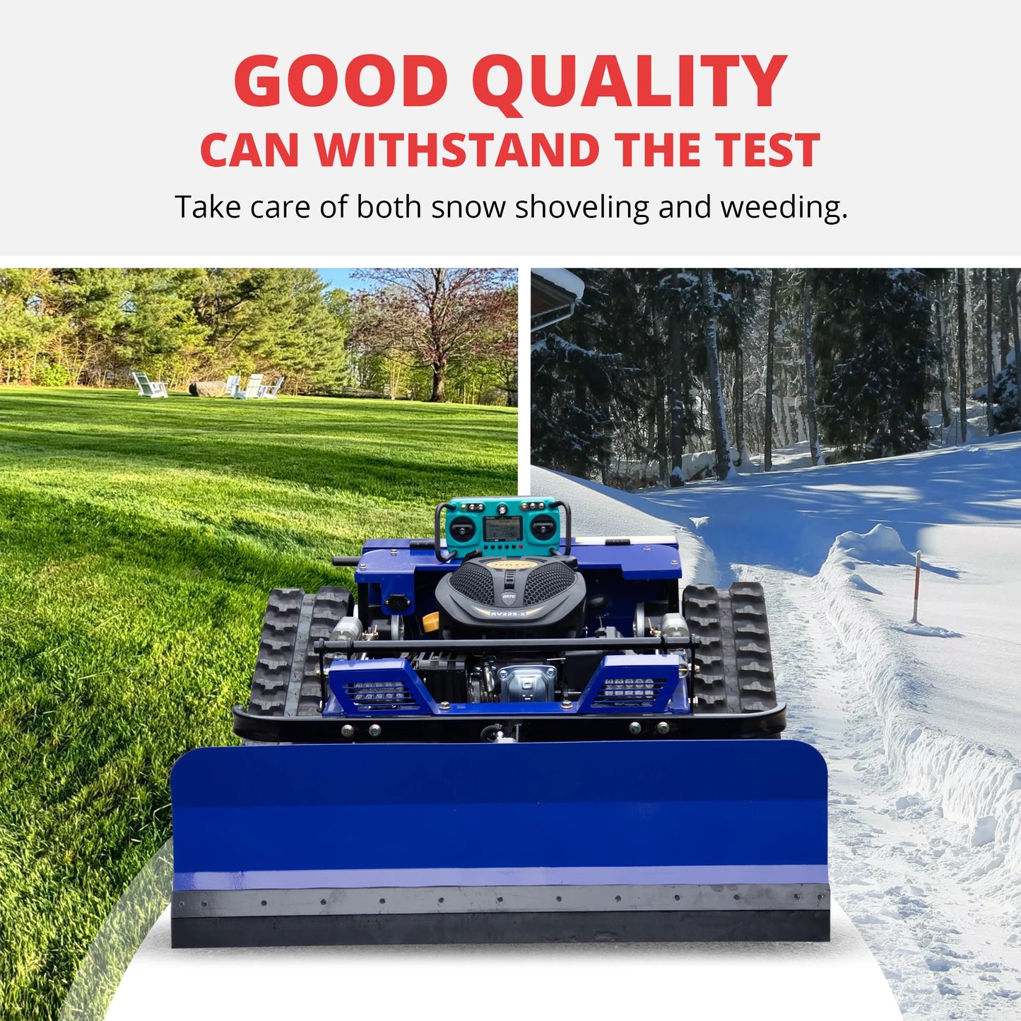 RC Lawn Mower, Rechargeable Remote Control Grass Cutter With Snow Shovel, Safe and Durable, Perfect for Home Garden Maintenance