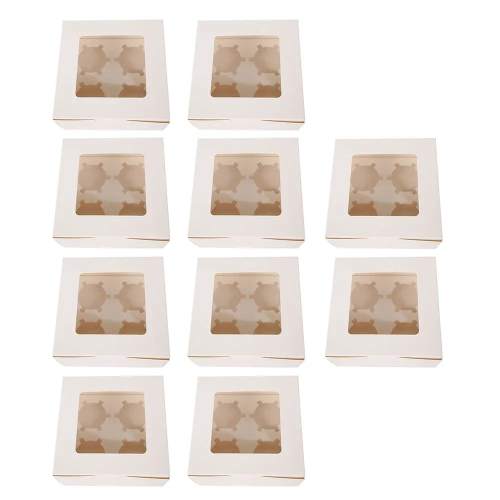 10 to 20PCS Cupcake Boxes 2/4/6 Hole Muffin Boxes Biscuit Box Clear Window Cake Holder for Weddings Christmas Birthdays Party Fa