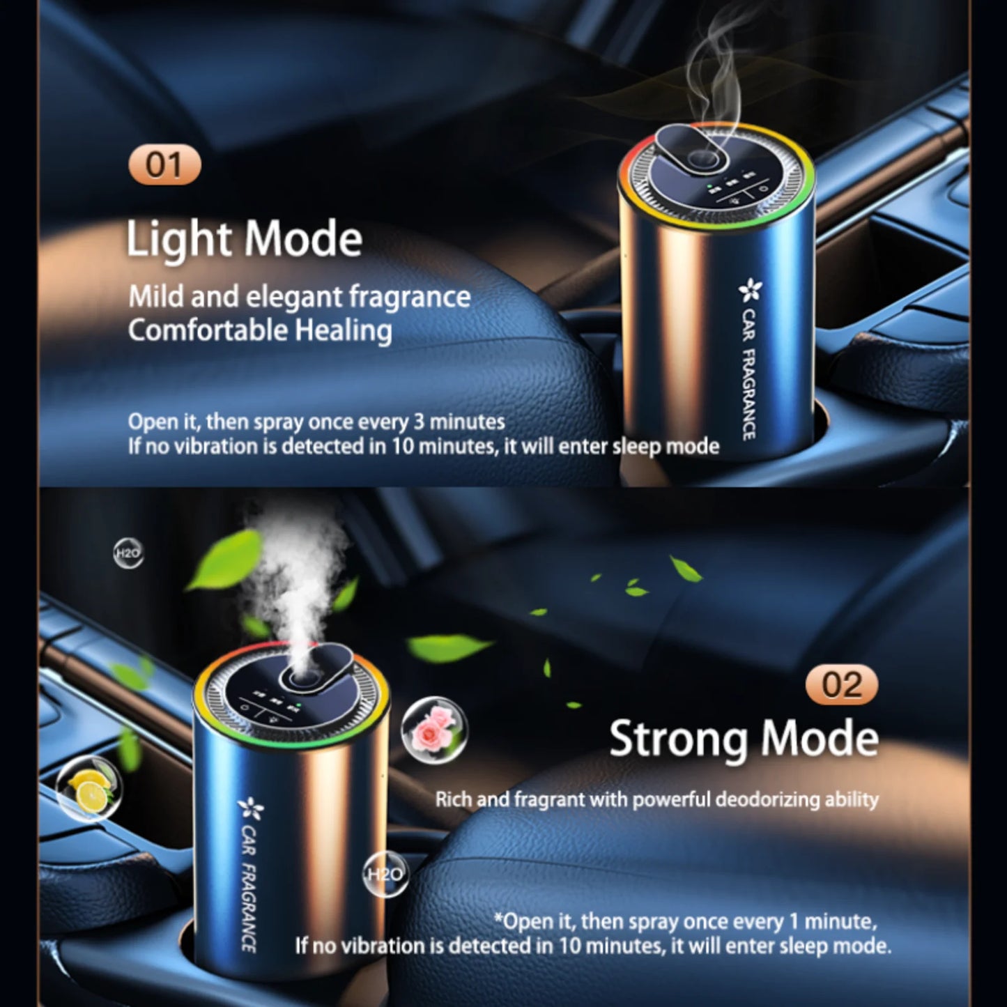 Smart Car Air Freshener with Star Projector & Essential Oil Diffuser - 50ml Long-Lasting Aroma Diffuser with Automatic On/Off