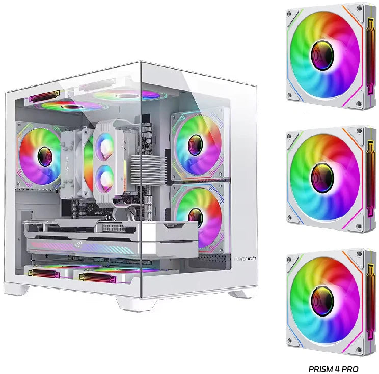 Power Train  Coloured Glaze PC Case Sea View Room 270°full view without column  Desktop Chassis Support 240  Water Cooler