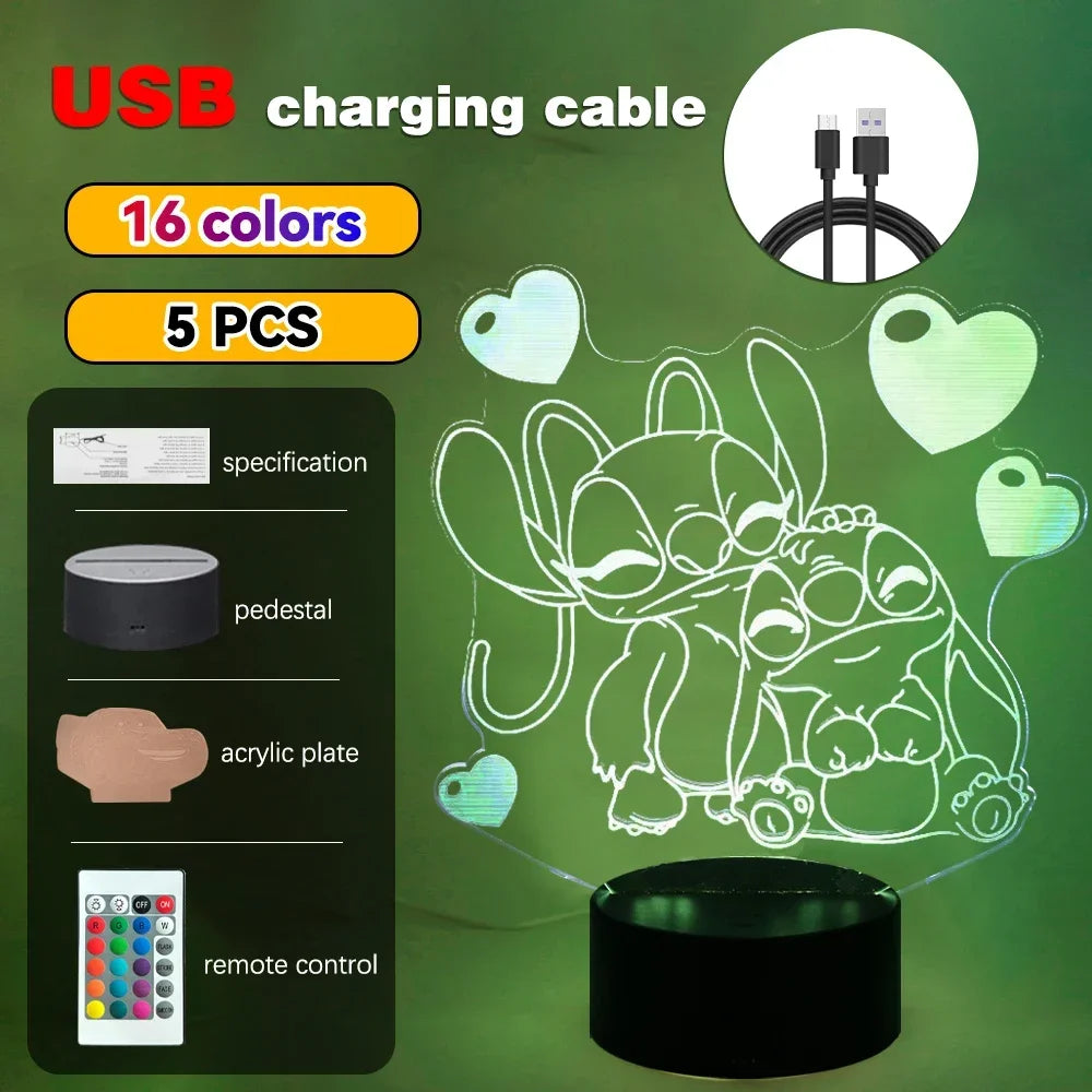 LED Night Ligh Illusion Stitch Lamps Remote Control Smart Touch Home Room Decor Lamp Christmas Valentine's Day Birthday Gifts