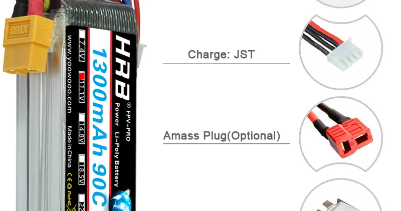 2PCS HRB 2S 3S 4S 5S 6S Lipo Battery 7.4V 11.1V 14.8V 22.2V 2000mah 5000mah 6000mah 1500mah RC Airplane FPV Drone Car Parts