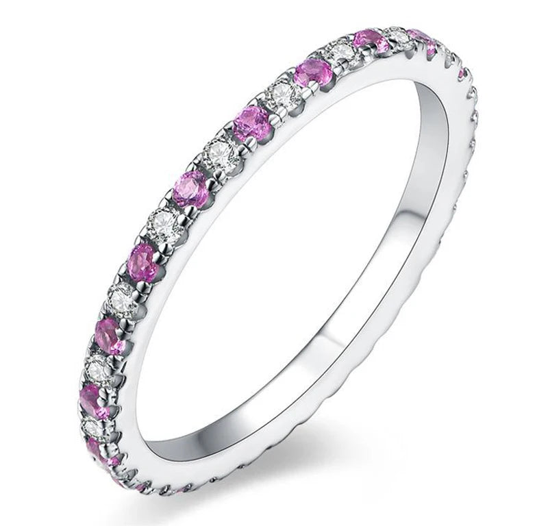 TFGLBU D Vvs1 Colorful Gem Moissanite 925 Sterling Sliver Ring for Women Charm Stackable Band Christmas Gift Jewelry Wholesale