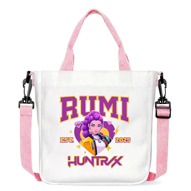 Move K-Pop Demon Hunters Canvas Bag Fashion Printed Handbag Cute Cartoon Anime Commuting Portable Book Storage Bags Pocket Gifts