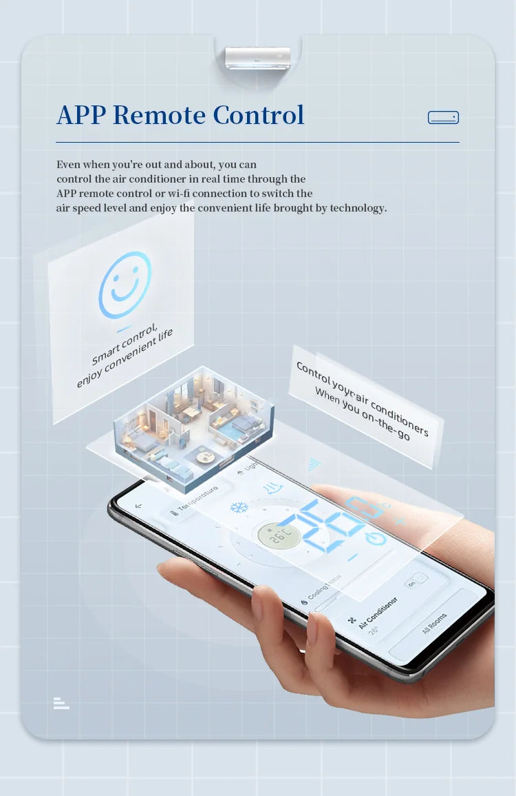 100% Pure Copper Pipe1.5HP Inverter Only Cooling Air Conditioning Smart Wall Split Air Conditioner