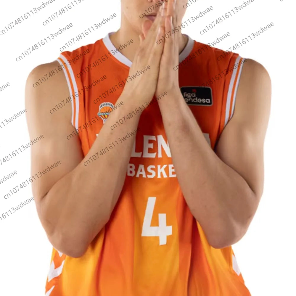 Spain Basketball League Jersey Men Sports Vest Valencia Basket Jersey Kit Jaime Pradilla 4 Basketball Vest KID Jersey Kit