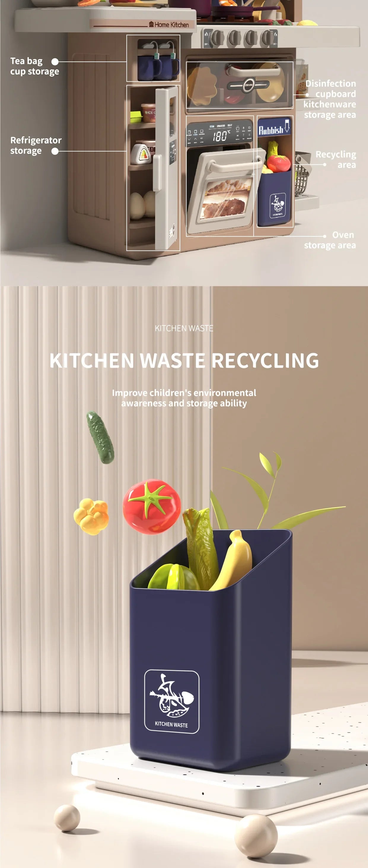 New 93cm Children's Simulated Spray Kitchen Tableware Set Sound Light Smoke Water Tableware Table Toy Christmas Gift Toy