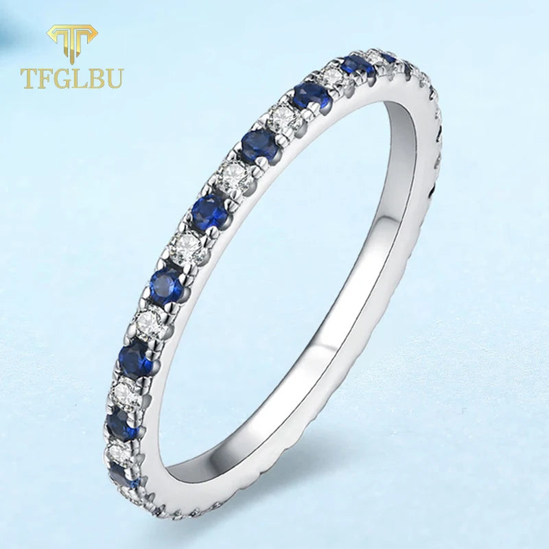 TFGLBU D Vvs1 Colorful Gem Moissanite 925 Sterling Sliver Ring for Women Charm Stackable Band Christmas Gift Jewelry Wholesale