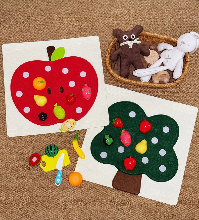 Baby Felt Board Play Food Toys Wall Sticker Fruits Vegetables Pretend Play Kitchen Games Fine Motor Skills Early Educational Toy