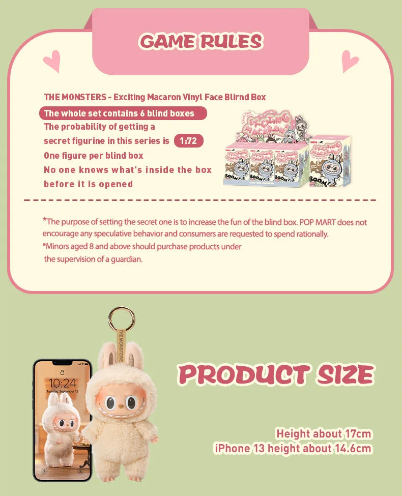 LABUBU Exciting Macaron - Kawaii Vinyl Face Blind Box (THE MONSTERS Series)POP MART