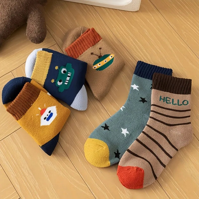 Thick Warm Floor Socks for Kids Cute Cartoon Baby Socks Mid Tube Socks Winter Warm Plush Long Sock Children Thermal Footwear