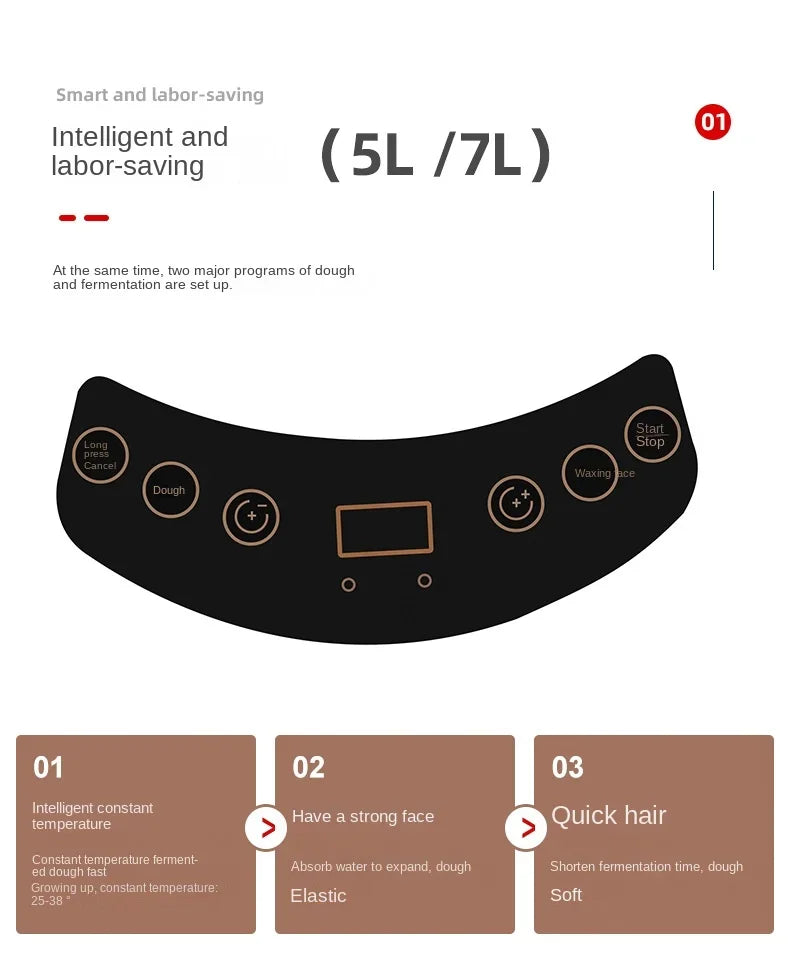 Small household kneading machine with dough mixer, fully automatic stainless steel flour mixer, bread maker