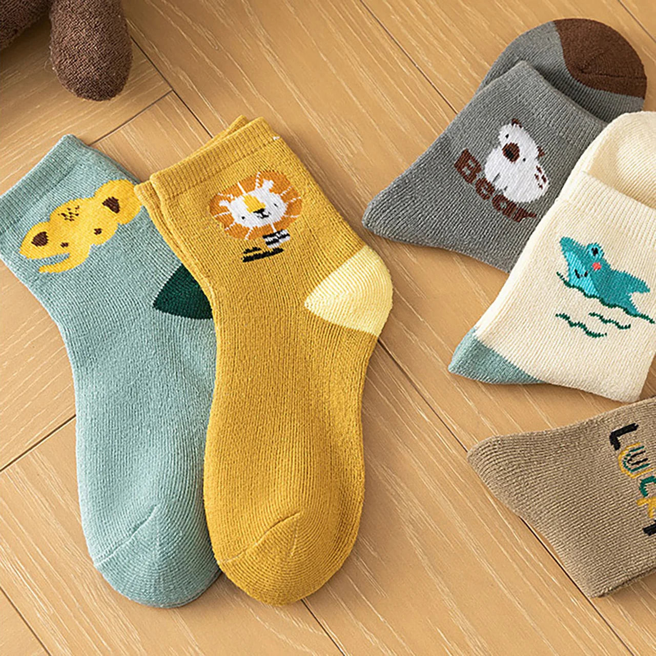 Thick Warm Floor Socks for Kids Cute Cartoon Baby Socks Mid Tube Socks Winter Warm Plush Long Sock Children Thermal Footwear