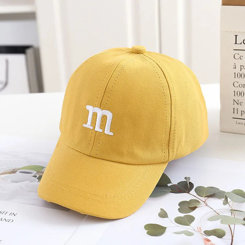 Solid Color Letter Baby Baseball Cap Simple Embroidered Peaked Hat for Toddler Boy Girl Summer Adjustable Kids Sun Hats
