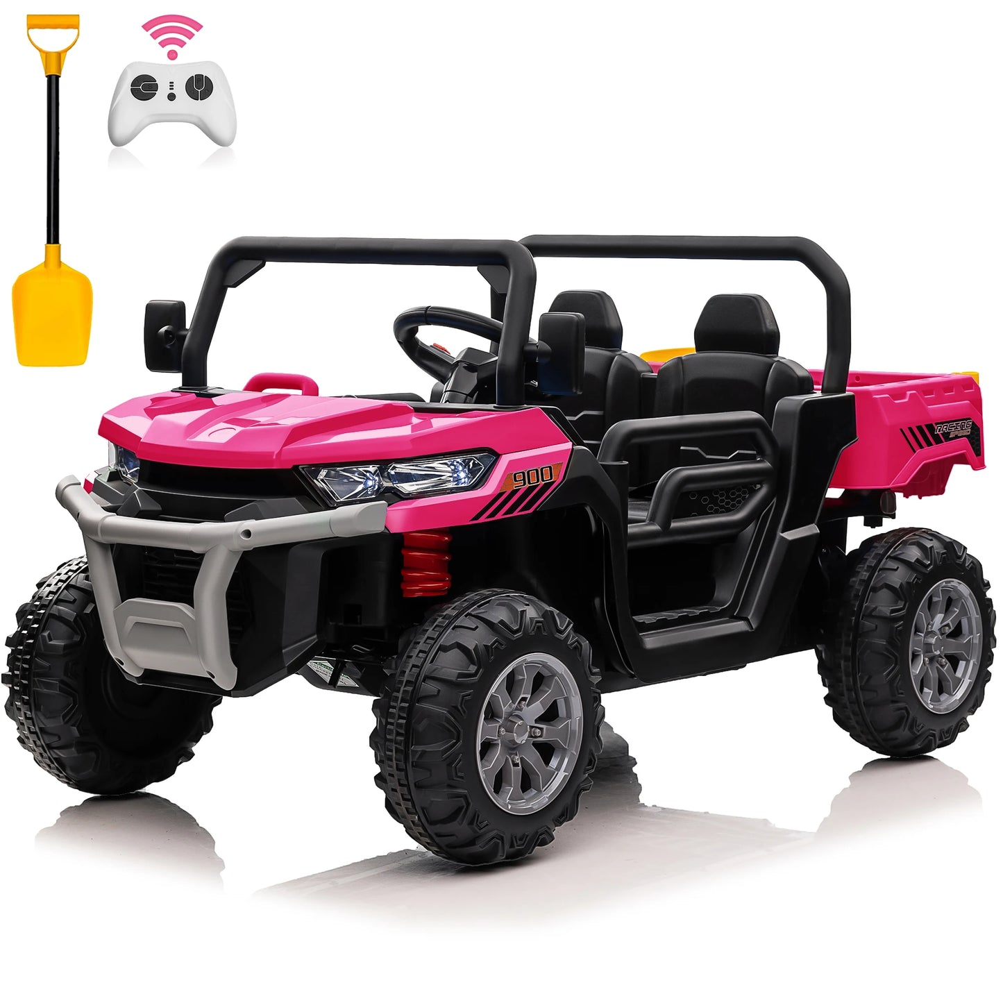 24V Ride on Dump Truck, 2 Seater Kids UTV Electric Car w/2.4G Remote Control, 4 Wheeler, Bluetooth Music, LED Lights, 24 Volt Ba