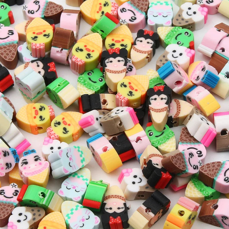 20/50pcs/Lot Mixed Style Pattern Polymer Clay Spacer Beads For Handmade Necklace Bracelet DIY Jewelry Making Accessories