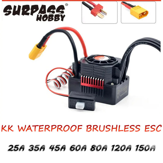 SURPASS HOBBY KK 25A 35A 45A 60A 80A 120A 150A ESC 2-6S Brushless speed controller for 1/8 1/10 1/12 1/14 1/16 RC Car Motor