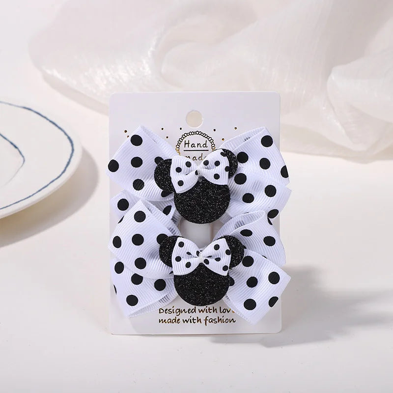 2pcs/Set Grils Lovely Polka Dot Bow Hair Clips for Hair Toddler Cartoon Hairpins Baby Boutique Hair Accessories