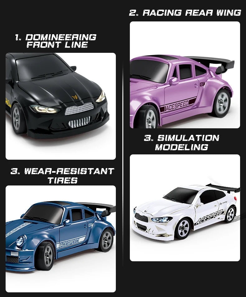 1/64 RC 4WD Drift Car 2.4G High-Speed Racing Car Four-Wheel Mini Desktop Remote Control Car Electric Toys Children Gifts