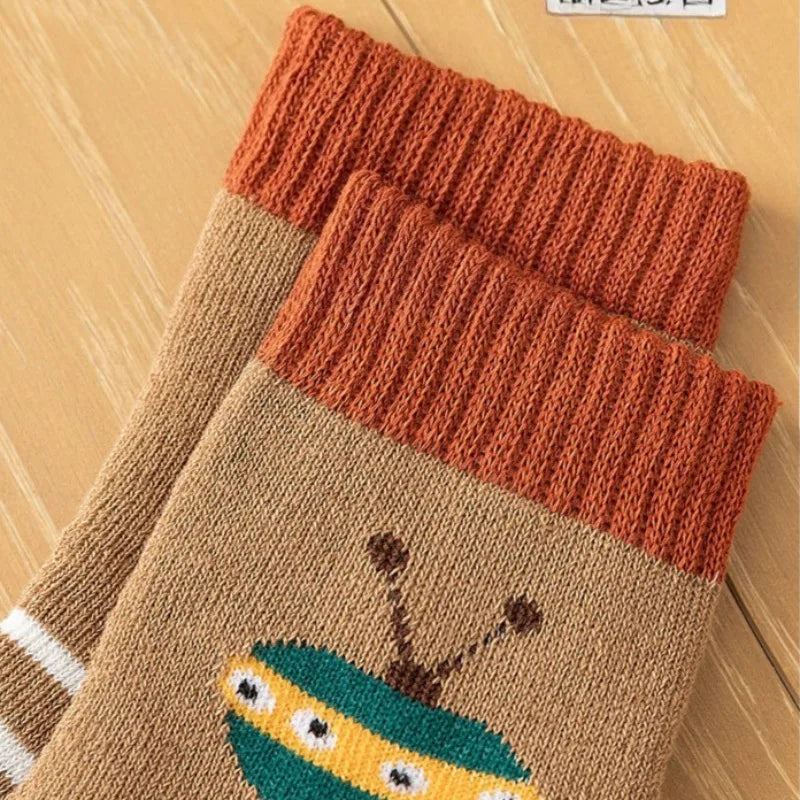 Thick Warm Floor Socks for Kids Cute Cartoon Baby Socks Mid Tube Socks Winter Warm Plush Long Sock Children Thermal Footwear