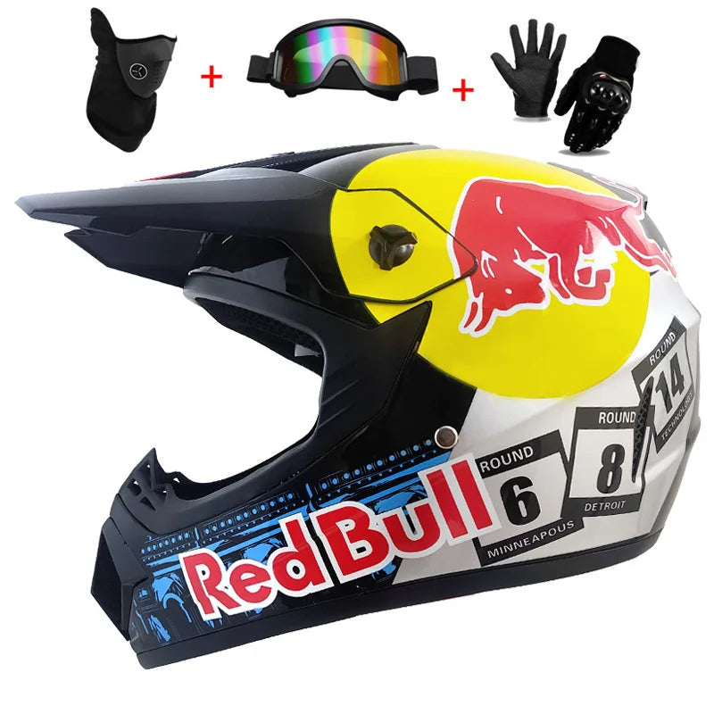 Motorcycle Youth Kids Child full Helmet Children Helmets Motocross Casco Moto Off-road Goggles Gloves Protective Cycling Casque