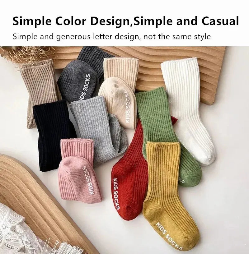 3Pairs/Lot Baby Socks Boys Girls Cotton Stripe Soft Sock Kids Toddler Non-Slip Rubber Grips Floor Socken For 0-3 Years