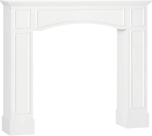 Modern Fireplace Mantel, Surround Mantels for Fireplace with Decorative Pattern Interior Width 29" White