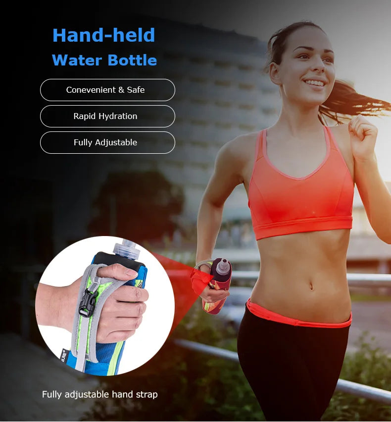 AONIJIE E908 Running Hand-held Water Bottle Kettle Holder Wrist Storage Bag Hydration Pack Hydra Fuel Soft Flask Marathon Race
