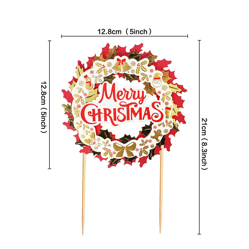 Merry Christmas Cake Toppers Cartoon Xmas Tree Cake Decor Snowman Happy New Year Cupcake Toppers Decor For Party Home 2025 Noel
